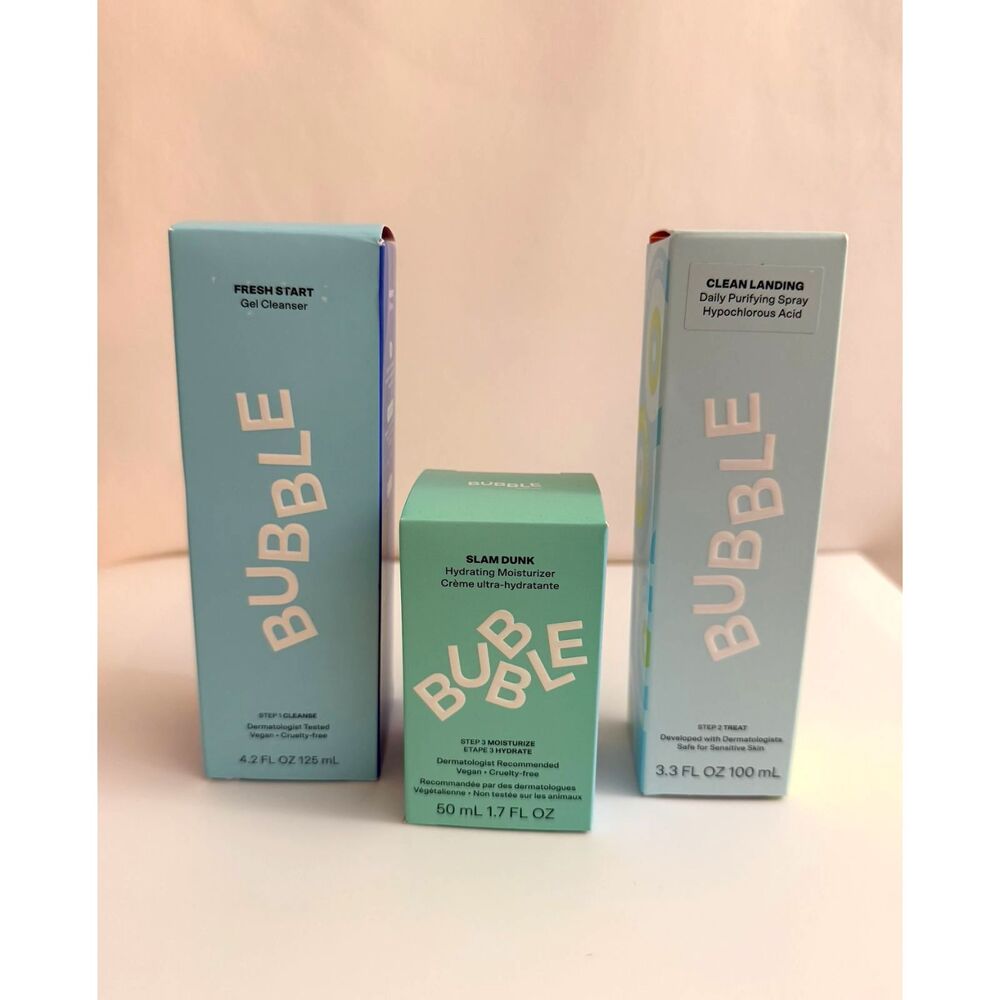 Bubble Skincare 3 Piece Set Fresh Start Clean Landing Slam Dunk NEW